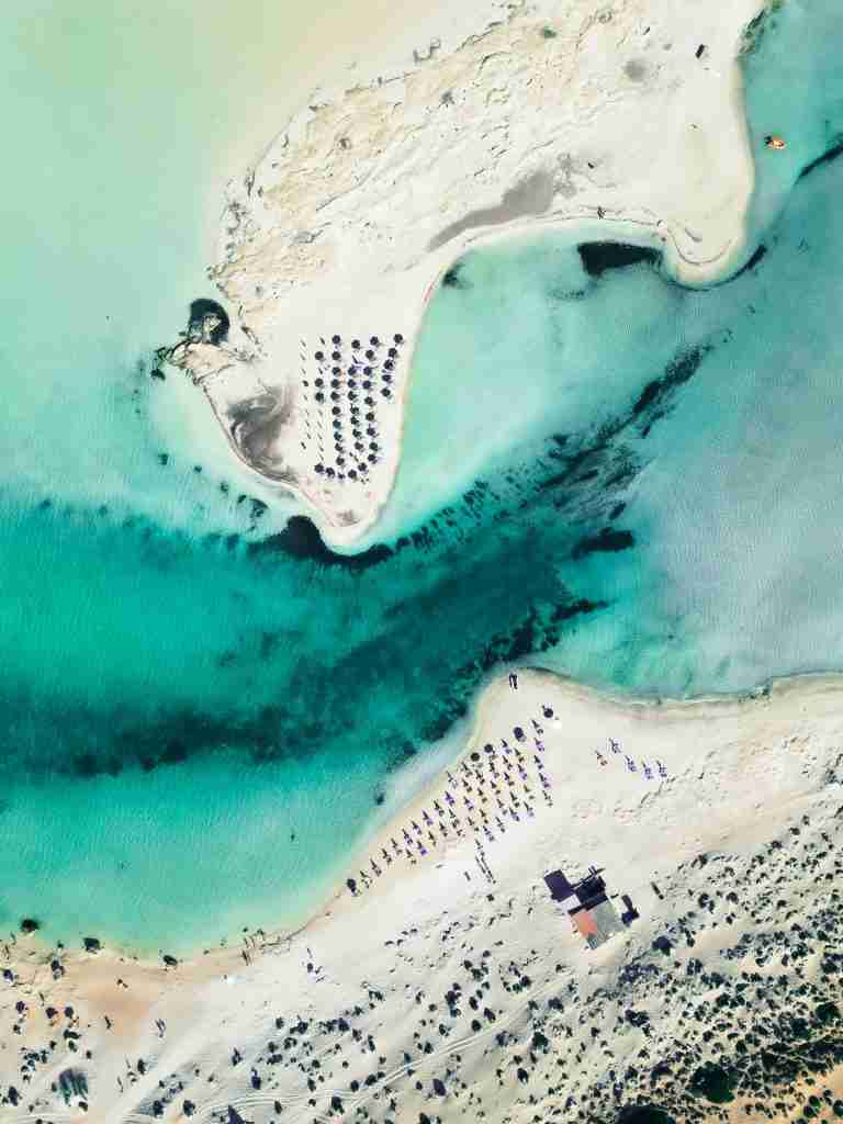 Aerial view of Elafonisi Beach in Western Crete
